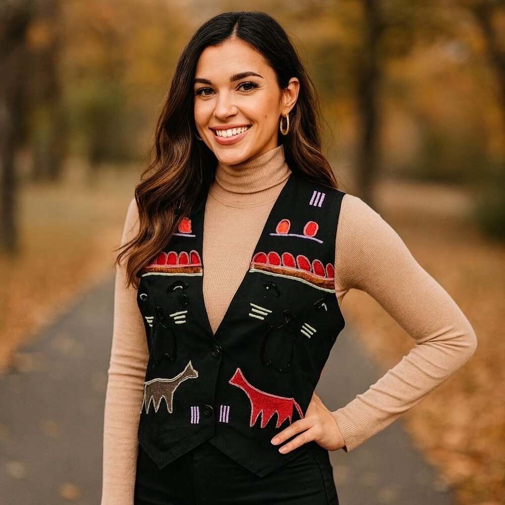 Instyle New York Vintage Bohemian Vest Multicolor 3D Embroidered Sleeveless Top